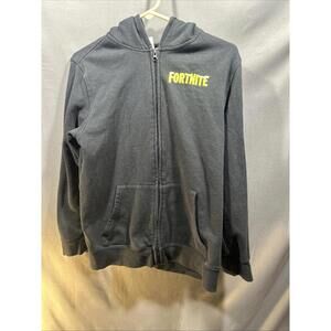 officially licensed black Fortnite kids' zip-up hoodie. Size XXl #136.